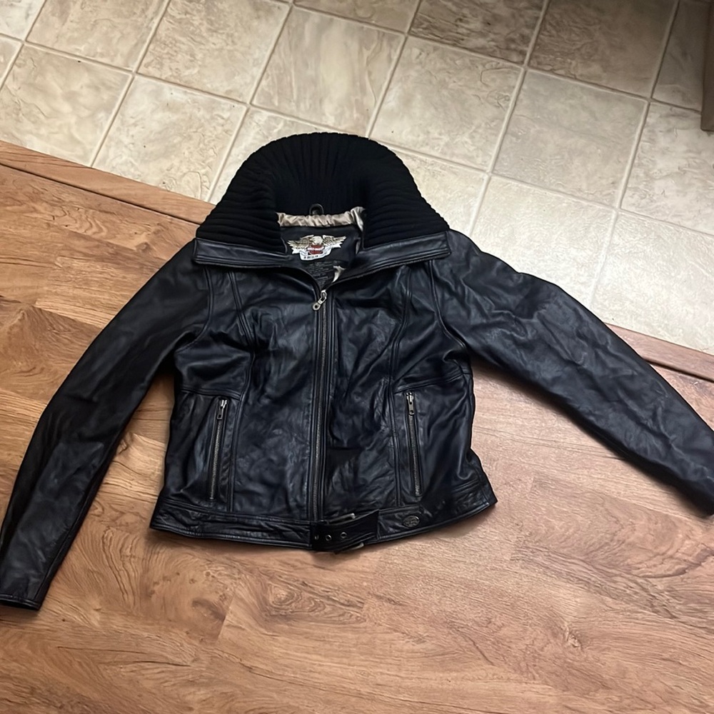Harley Davidson Women's Black Leather Jacket Extra Large Rn 103819/Ca03402